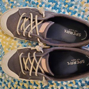 Gray Sperry's with Pink Accent